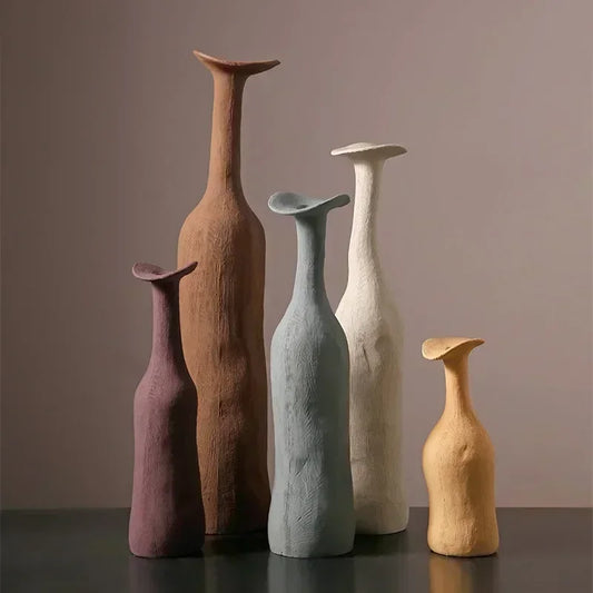 Vase Nordique en Céramique Fait à la Main Motif Texturé pour Vase de Fleurs de Luxe Moderne Décoration Élégante pour Salon Bureau