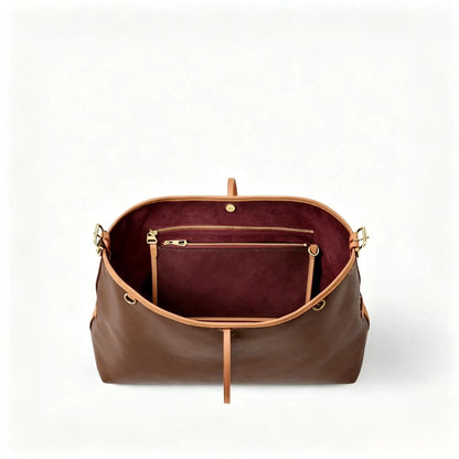 Classic PU Leather Satchel, Medium-Large Capacity
