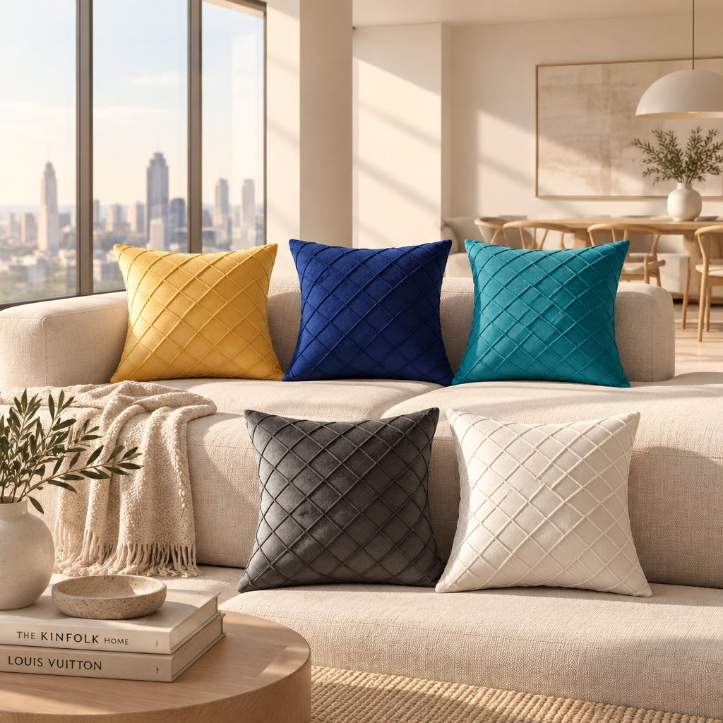 Velvet Cushion Cover with Zipper, 6 Colors & 3 Sizes
