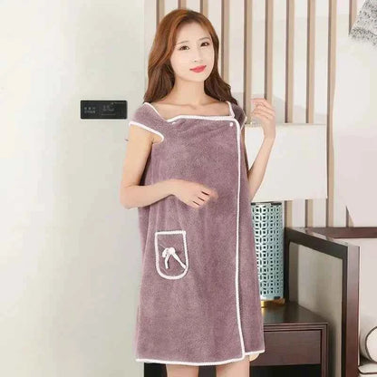 Womens Bath Towels Wearable Bathrobe Bath Towels Clearance Soft and Absorbent Towel Dress Coral Fleece Quick-Dry Shower Bathrobe
