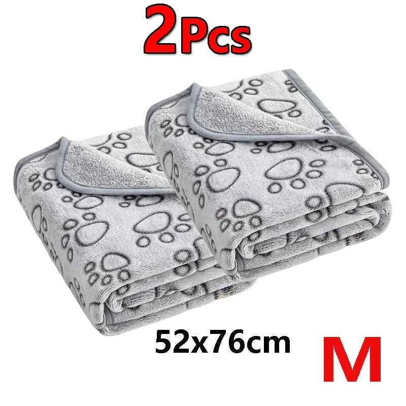 2PCS Soft Fluffy High Quality Pet Blanket Cute Cartoon Pattern Paw Print Dog  Pet Mat Warm and Comfortable Blanket for Cat Dogs
