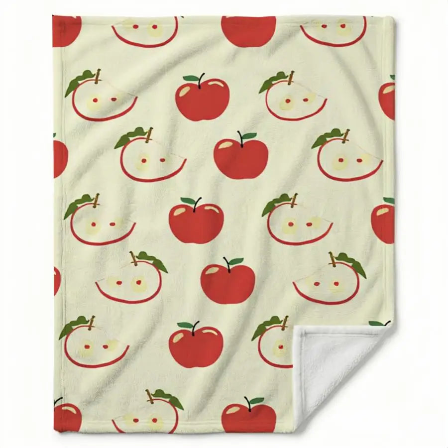 Cozy Red Apple Pattern Flannel Throw Blanket - Soft, Warm Ideal for Couch, Bed, Office & Travel, Perfect Gift for Friends & Family, Cartoon Style, Machine Washable 2D Flat Weighted Blanket 280GS