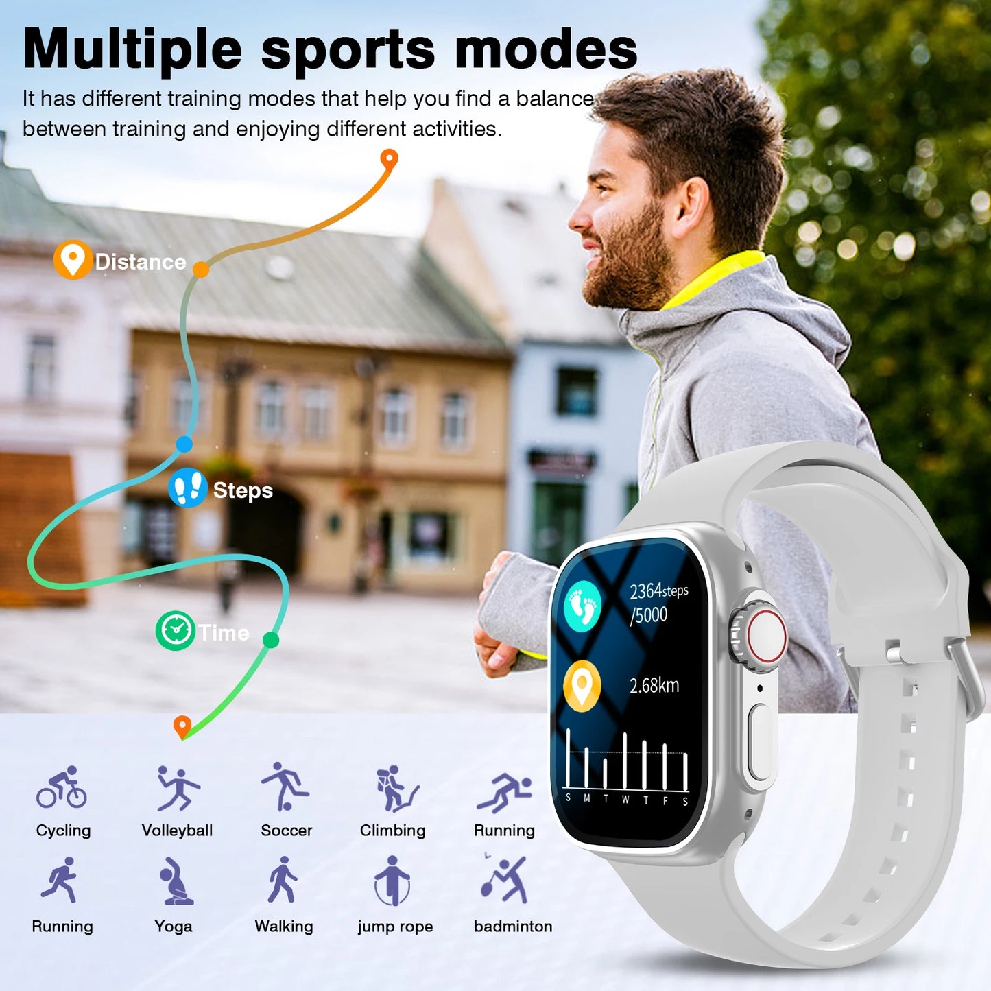 Smart Watch – HD Touchscreen, Call Reminder, Multi-Sport Mode, Weather, Calendar & Alarm