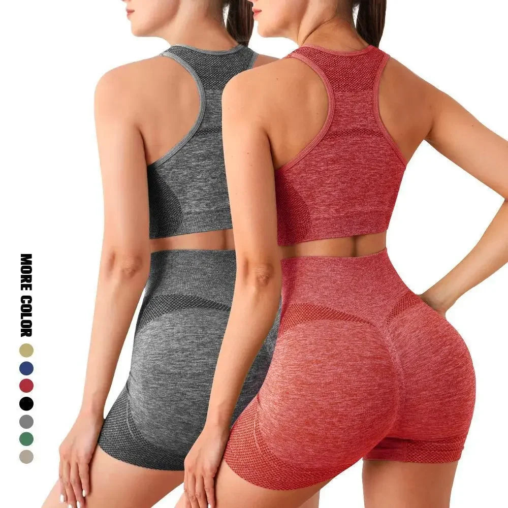Women’s Seamless Yoga Set — Sports Bra, Shorts & Leggings