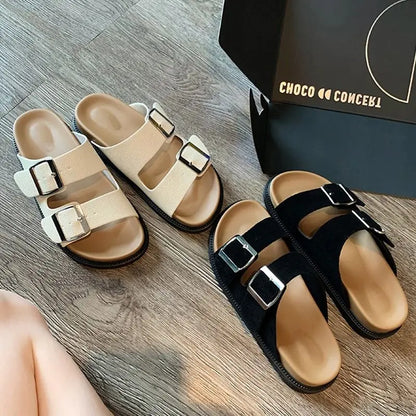 Women's Slippers and Ladies Sandals Orthopedic Shoes Outside Summer 2025 Thick Slides Open Toe Rubber Pink Platform Original B F