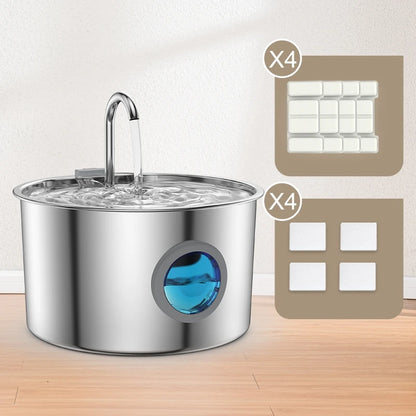 Stainless Steel Cat Water Fountain, 108oz, With Filters