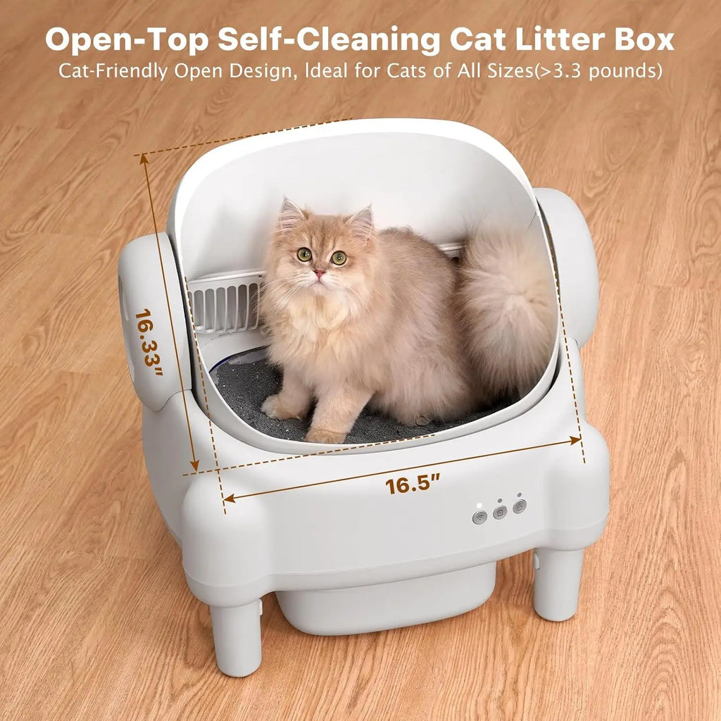 Open-Top Automatic Self-Cleaning Cat Litter Box with App Control