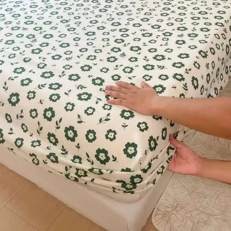 Floral Print Fitted Sheet, Elastic Edge, Queen/King