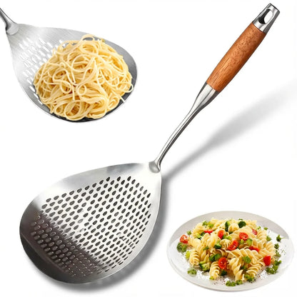 Heavy-Duty Stainless Steel Ladle Skimmer with Long Handle