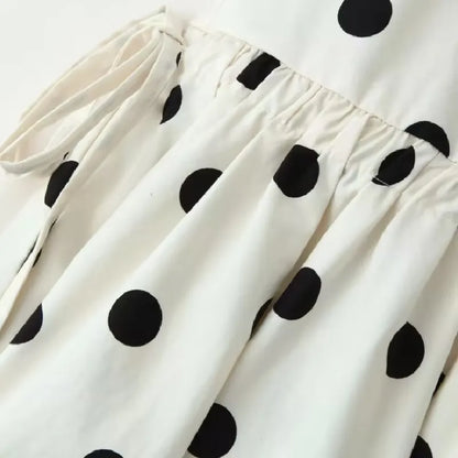 Women's Classic Polka Dot Midi Skirt – High Street Irregular Print Casual Skirt in White & Black