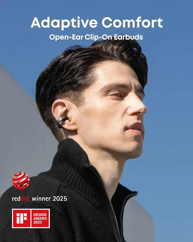 Soundcore AeroClip by Anker – Open-Ear Clip-On Earbuds, Hi-Res Audio, 4-Mic AI Calls (Refurbished)