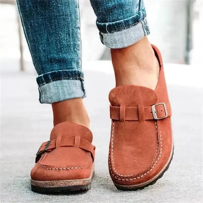 Crestar Women's Fashion Clogs – Adjustable Buckle Retro Suede Mules & Beach Shoes