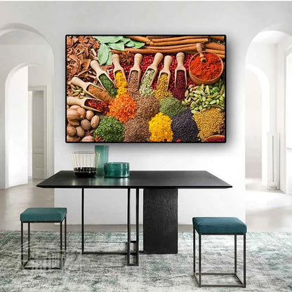 Grains Spices Spoon Kitchen Food Oil Painting on Canvas Posters and Prints Cuadros Wall Art Pictures For Living Room Home Decor