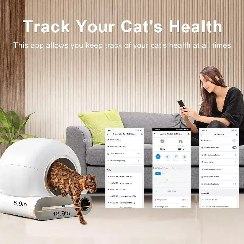 Self-Cleaning Cat Litter Box 65L — App Control, UV Sterilization & Auto Deodorization