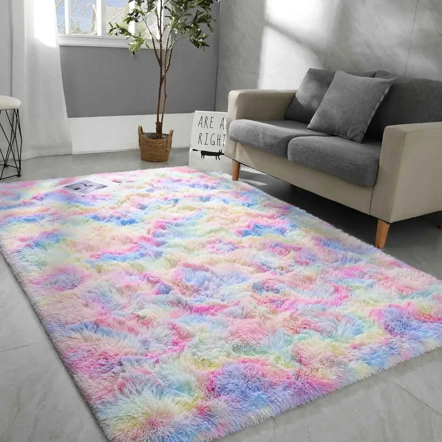 VIKAMA Dyed Plush, Soft And Fluffy Sofa Carpet, Children's Room, Baby Crawling Anti-Slip Mat, Home Decoration