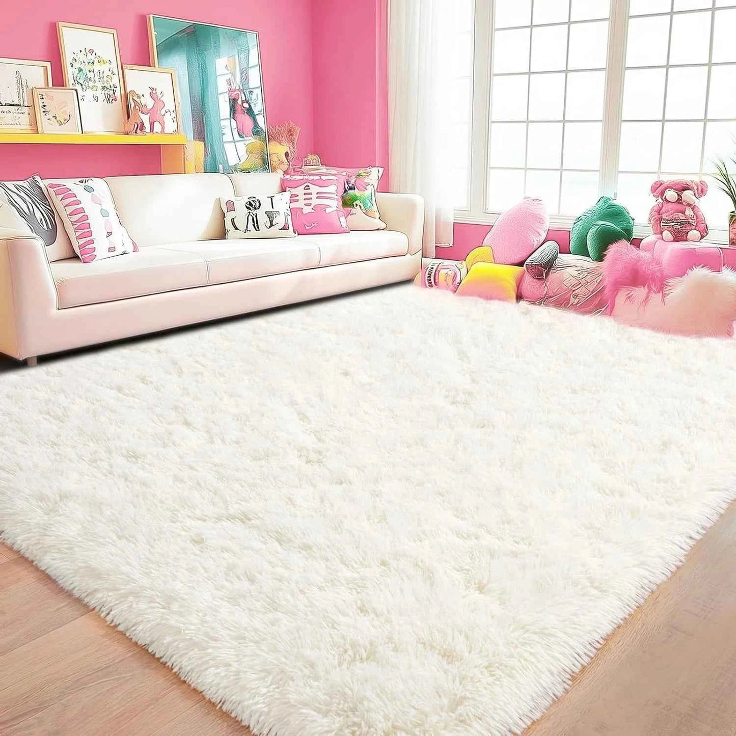 Long Plush Carpet For Living Room Sofa Area Rugs Modern Ultra-Soft Fluffy Floor Mat Kids Bedroom Bedside Rugs Home Decor Gray