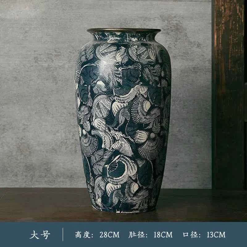 New Ceramic Vase, Flower Arrangement Pottery Jar, Hotel Homestay, Light Luxury Table Decoration, Retro Art Ornament