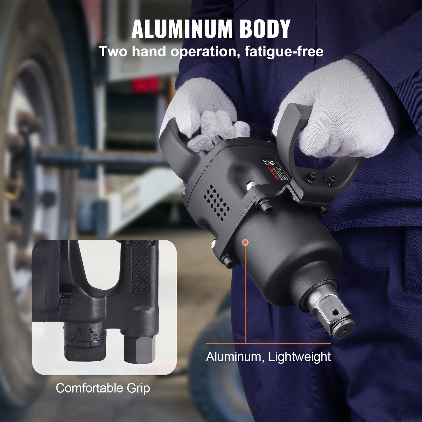 Air Impact Wrench Up to 2730 ft-lbs Reverse Torque Output 1inch Pneumatic Impact Gun for Repairs and Maintenance