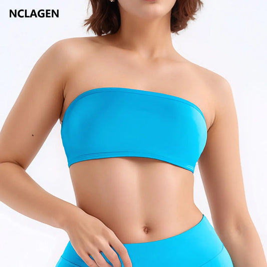 Soutien-gorge de sport bandeau sans dos — Haut tube sans couture pour le Pilates et le Yoga