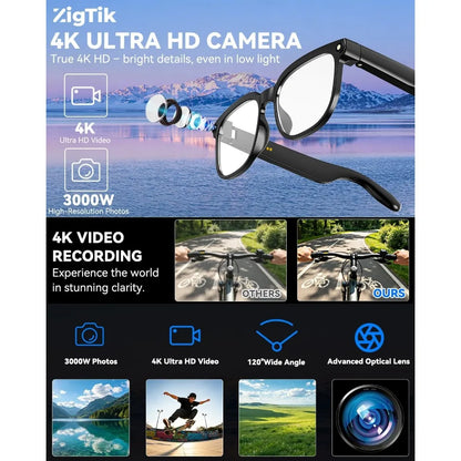 4K HD Smart Camera Glasses – 8MP, AI Translation, Anti-Shake, Photochromic Lenses