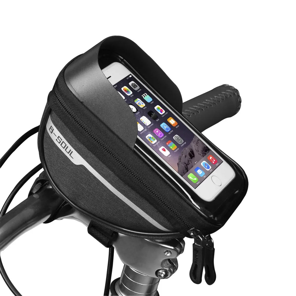 Waterproof Touch Screen Bike Handlebar Bag with Sun Shade Cover 1L Polyester Cycling Phone Pouch