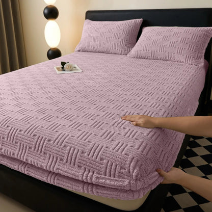 Waffle Cross Stripe Fitted Sheet, Deep Pocket, Soft