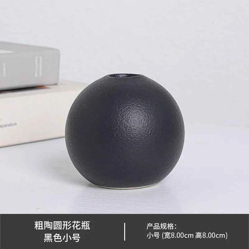European Black and White Ball Ceramic Vase Ornaments Hydroponic Flower Vase Flower Arrangement Plant Living Room Decoration