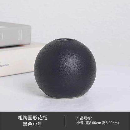 European Black and White Ball Ceramic Vase Ornaments Hydroponic Flower Vase Flower Arrangement Plant Living Room Decoration