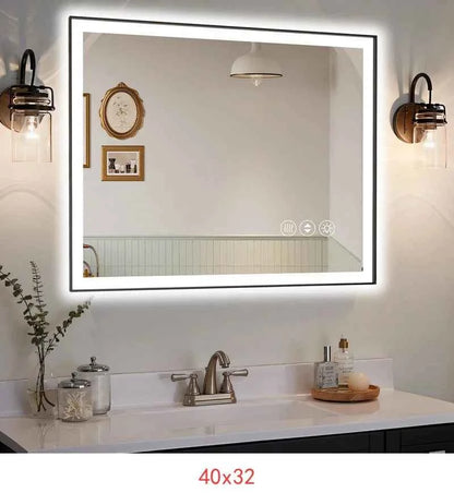 72x36 Inch Frameless Smart LED Bathroom Mirror with Touch Control and Anti-Fog Feature