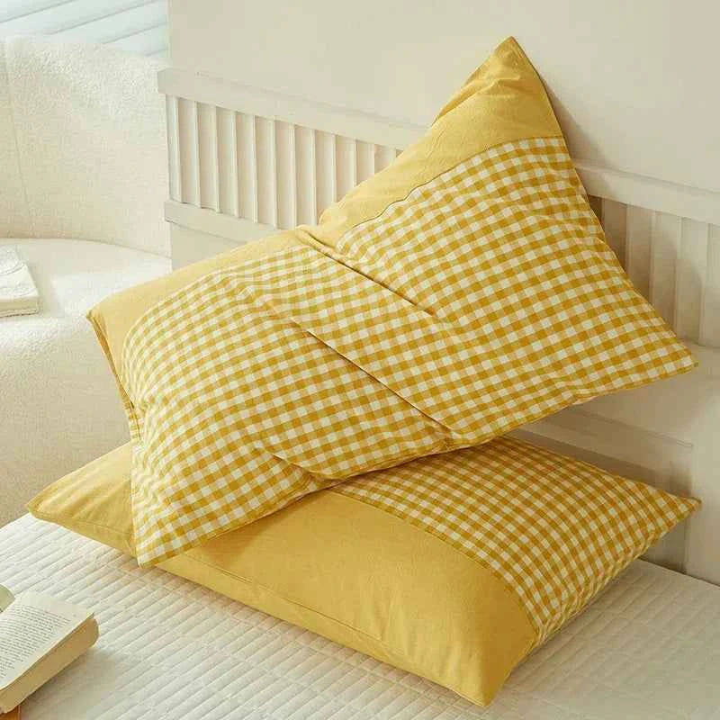 Pillowcase Envelope Style Plaid Couples Plain Ins 48x74cm 100% Pure Cotton Home Textile Household Bedroom Throw Pillow Case
