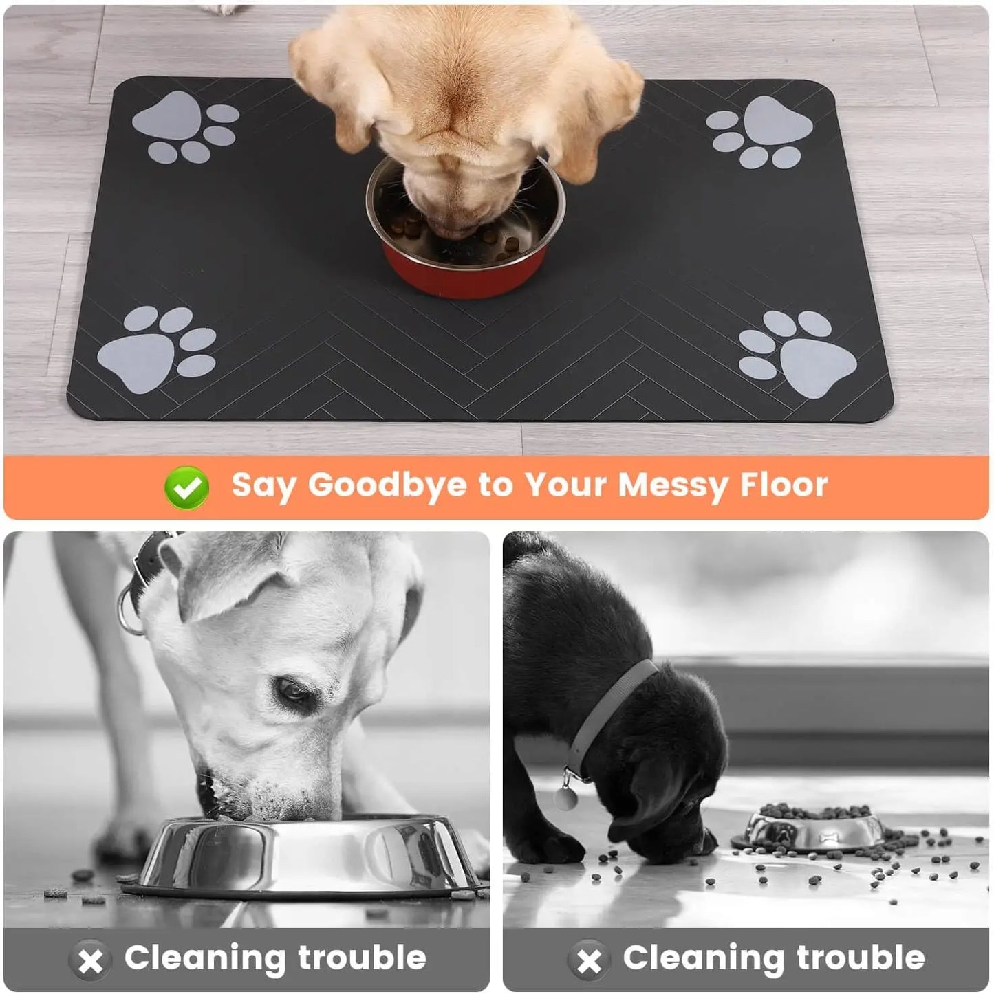 Absorbent Pet Feeding Mat — Waterproof Non-Slip Placemat for Dog & Cat Food Bowls
