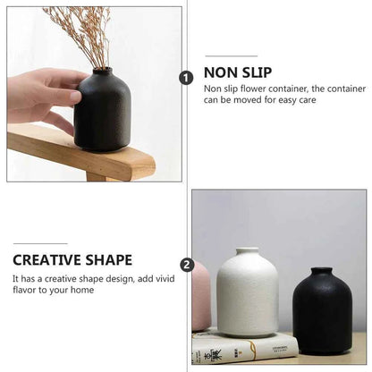 1Pcs Simple Ceramics Vase Chic Flower Holder Material Home Decoration Black Ceramics Flower Vase Home Supply