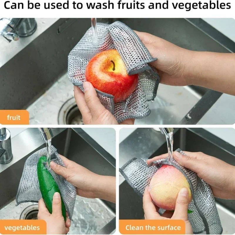 Wire Scrubber Dishcloth, Double-Sided Kitchen Pad