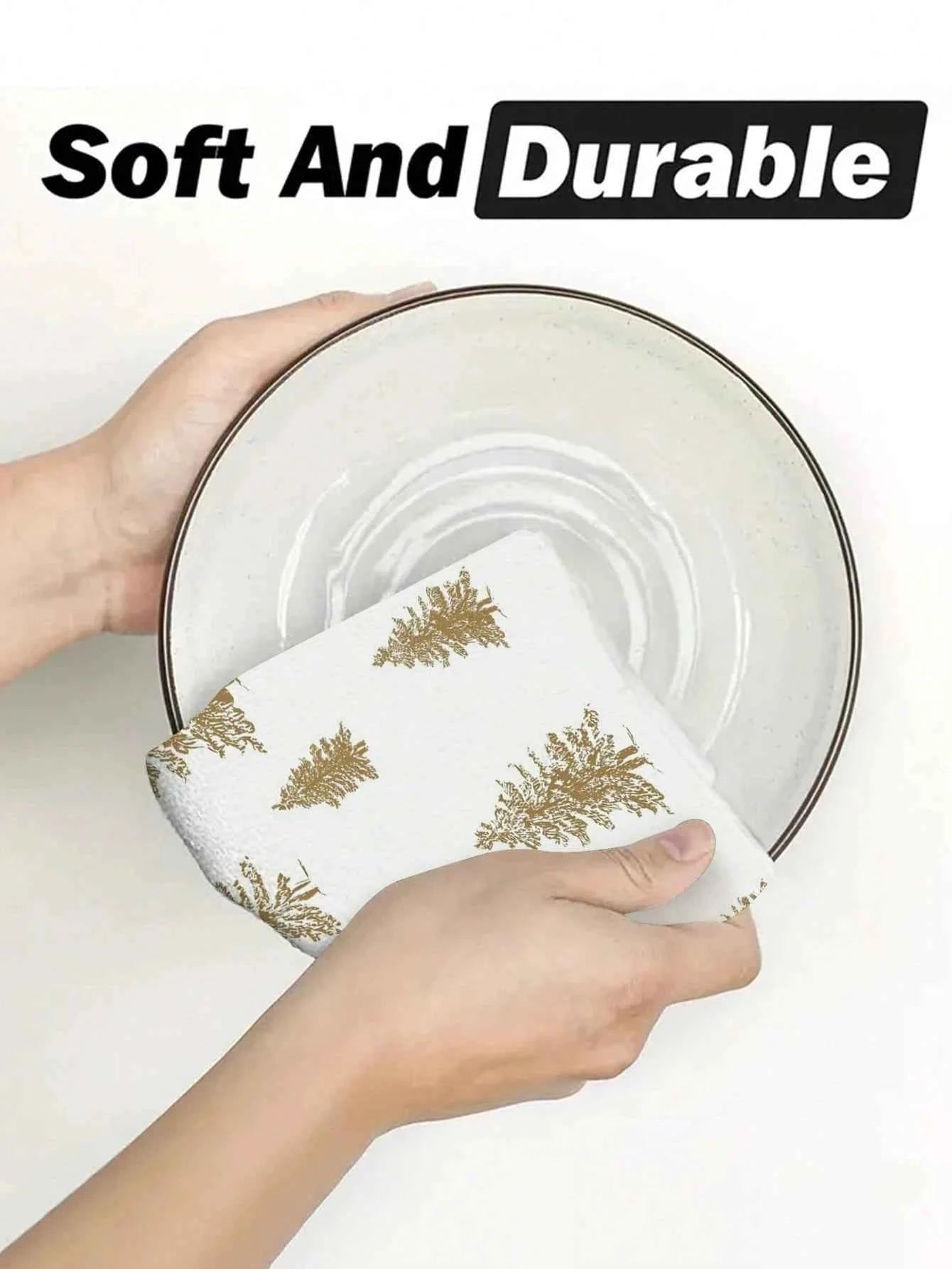 2 Pcs Christmas Towels | Fresh/Modern Style | Christmas Tree Print | Kitchen/Bath/Outdoor Party Decor & Holiday Gift