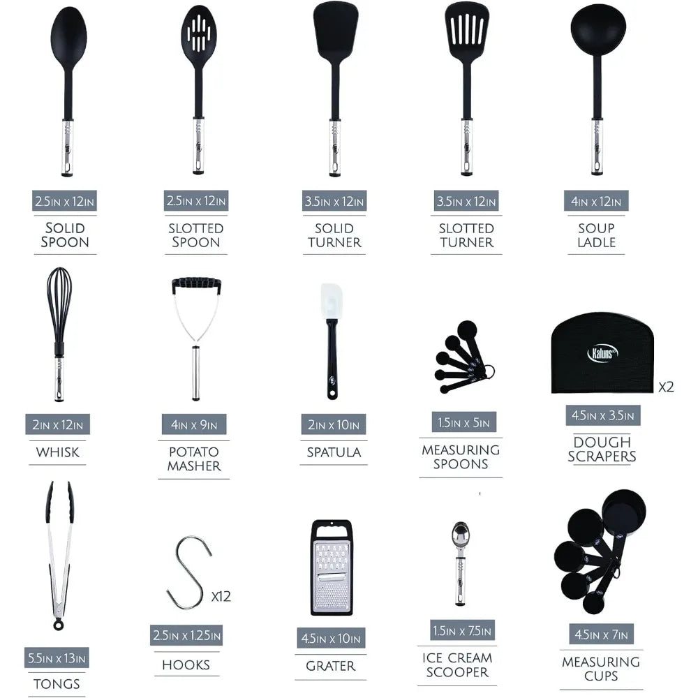 35-Piece Nonstick Cooking Set with Silicone Spatulas and Stainless Steel Kitchen Tools