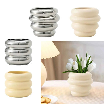 Ceramic Flower Vase Plants Holder Planter Decors Cosmetics Lipstick Bud Vase Flower Pot Makeup Brush Holder for Bathroom Dresser