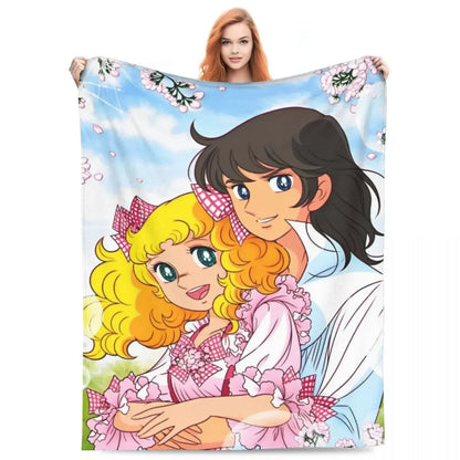 Candy Candy Manga Fleece Blankets Drama Adventure Custom Throw Blankets for Sofa Bedding Lounge