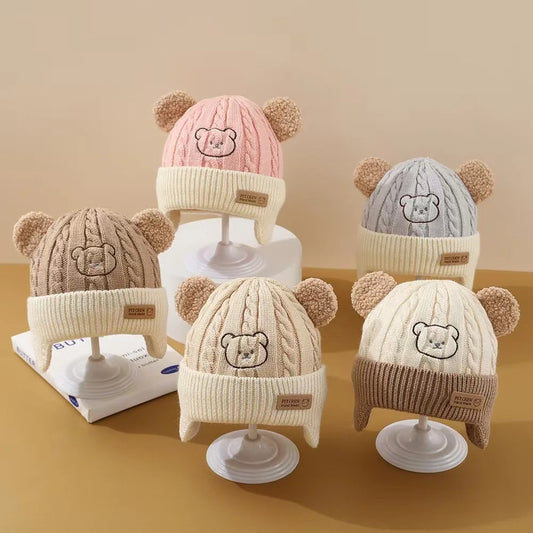 Bear Ear Protection Knitted Baby Winter Hat