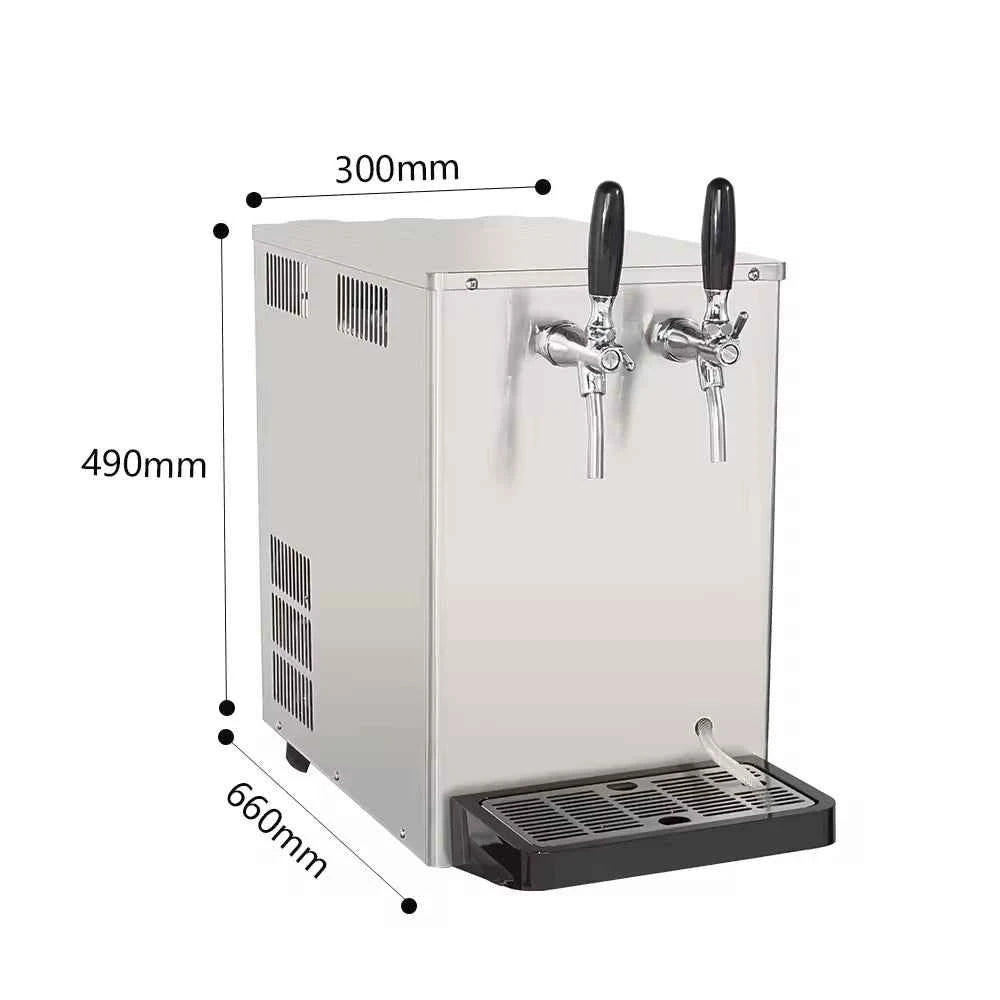 Countertop Draft Beer Cooler - Dual/Single Tap Stainless Steel Dispenser, Temperature Control, Fast Cooling, Easy Clean