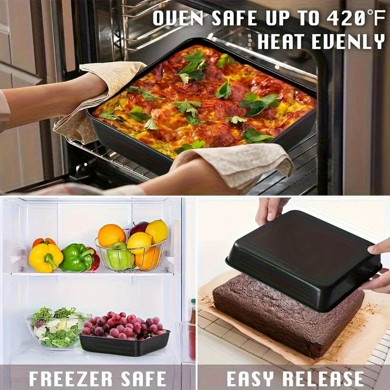 3Pcs Carbon Steel Baking Pan Non-Stick Cookie Cake Sheet for Bread Pastries Pie Crusts Home Easy Clean Oven Accessories
