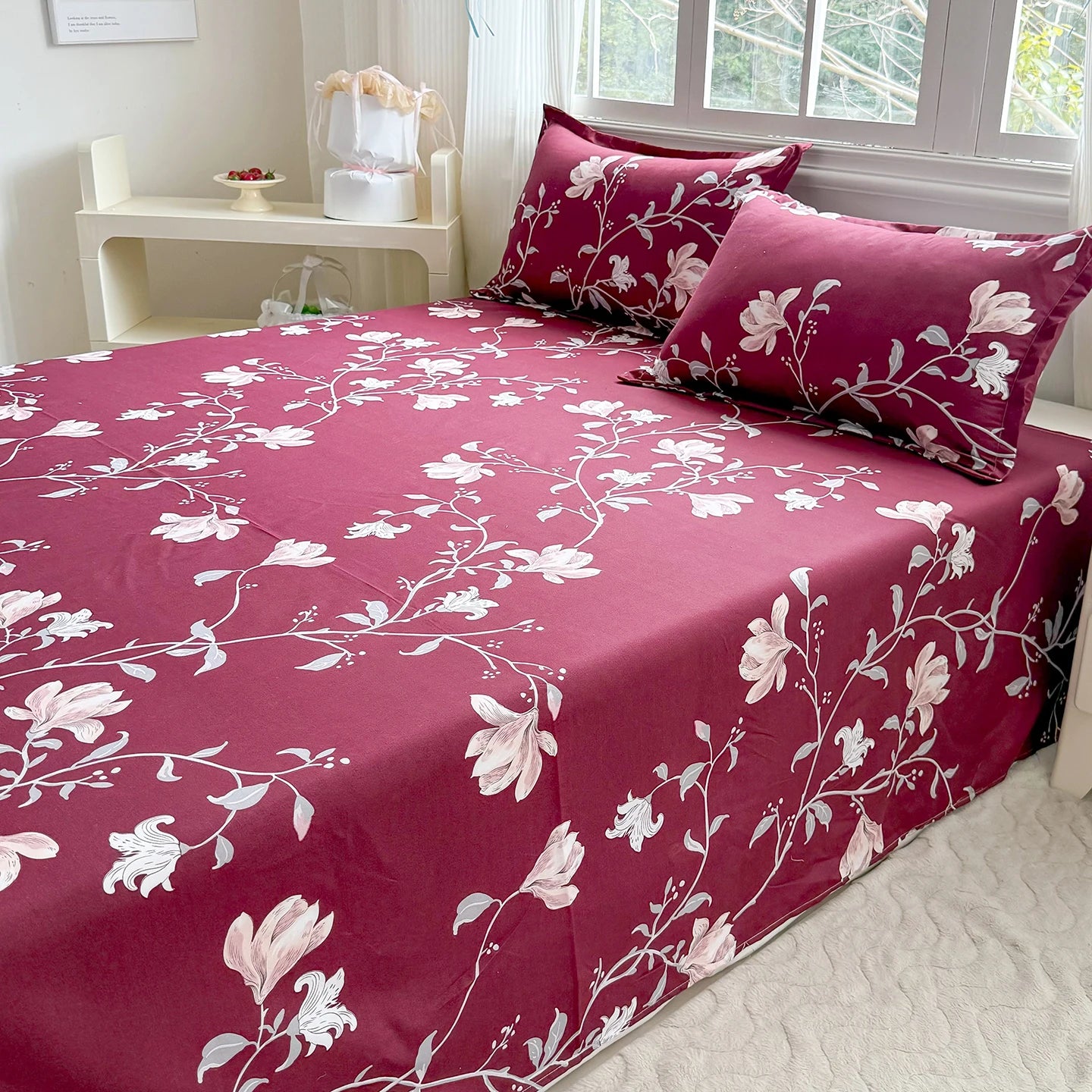 Floral Printed Flat Top Sheet | Single, Queen, King