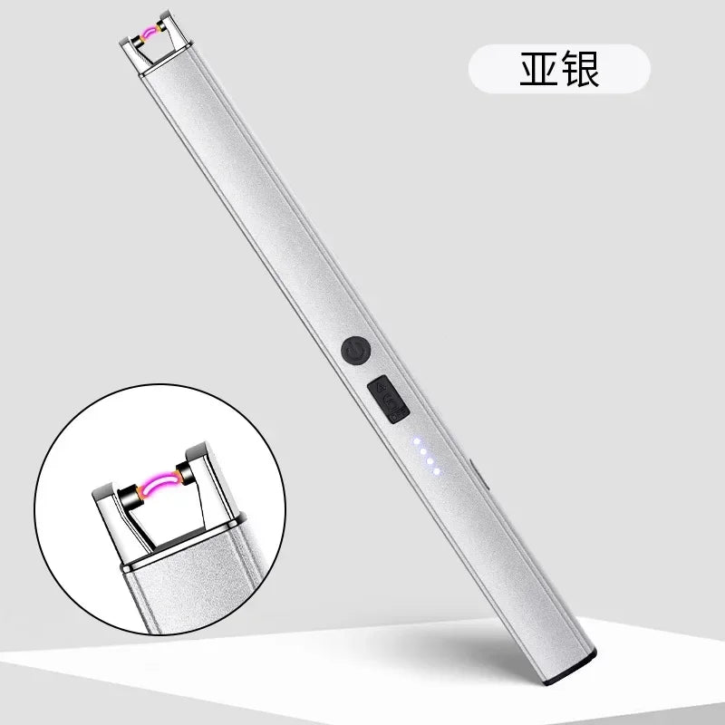 Windproof USB Electric Lighter with Safety Lock & LED Battery Display