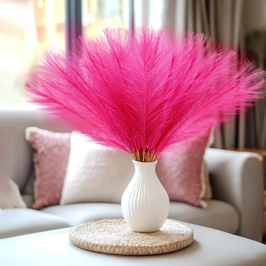 10pcs Faux Pampas Grass Decor Artificial Pampas Flower Floral Vase Filler Flower Arrangement Home Room Wedding Fall Decoration