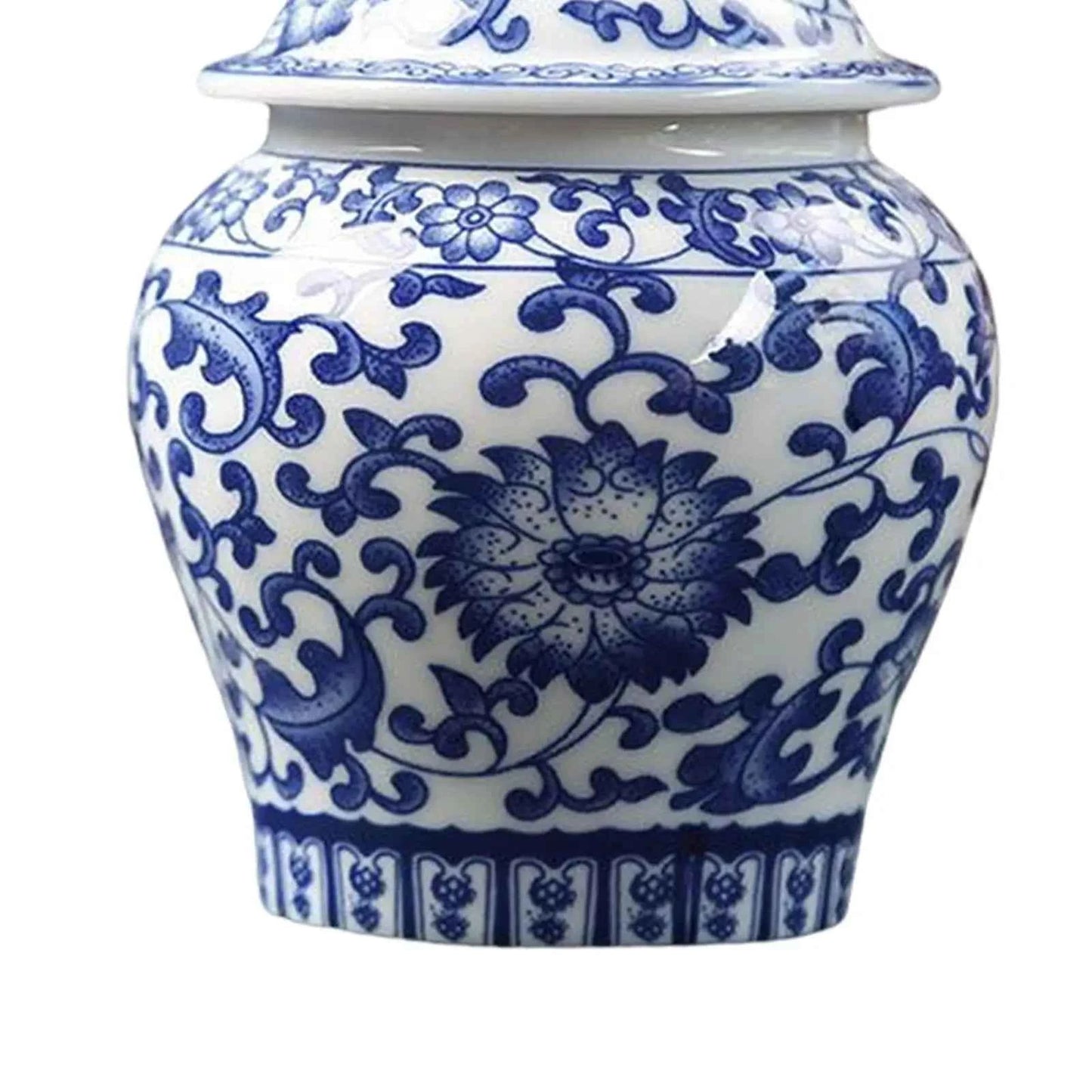 Chinese Blue White Porcelain Decorative Temple Jar Vase with Lid,Tea Canister Ceramic Tea Organizer Box Storage Coffee Container