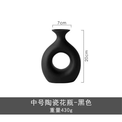 Ceramic Vase Hollow Pipe Irregular Hand-made Vase White Rough Pottery and Porcelain Crafts Floral Arrangement Accessories