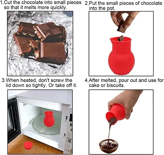 1pc Silicone Chocolate Melting Pot Butter Heat Milk Pourer Jug Butter Sauce Milk Baking Pouring Kettle Baking Tools