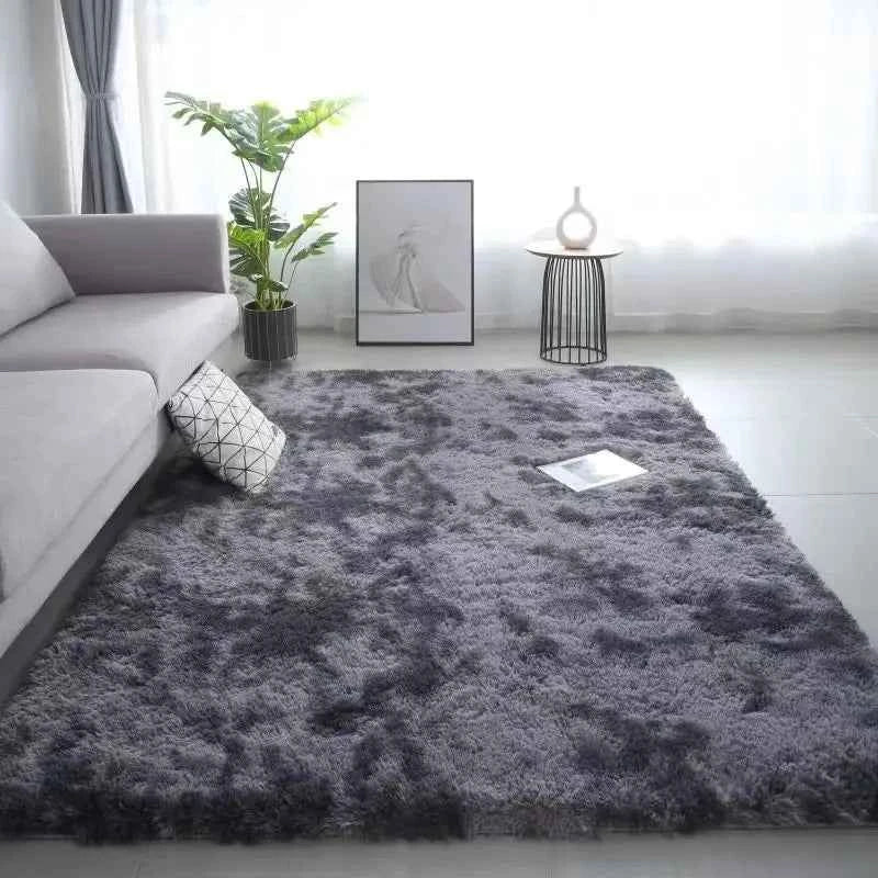 VIKAMA 1PC Silk Wool Rugs Children's Room Living Room Bedroom Tie-Dye Non-Slip Washable Machine Washable Carpet Mats
