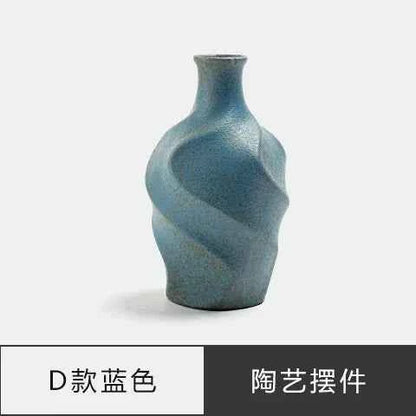 Japanese Zen Vintage Ceramic Vase Dried Flower Arrangement Flower Craft Ornament Table Top Irregular Threaded Vase Ornament Gift