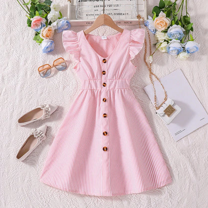 Kids Dress For Girls 8-12 Years Summer Girls Dopamine Dress Graduation Birthday Party Event Fresh Sweet Style Girls Dress