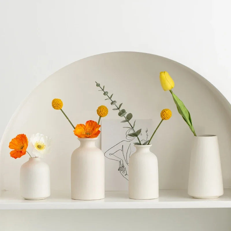 White Mini Ceramics Vase Ceramic Flower Vase Solid Vases for Flower Home Table Decor Vase Flower Bottle Solid Vases For Decor